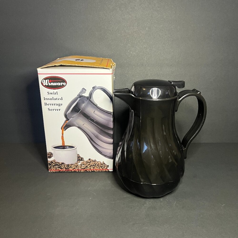 Winware Winco Black Swirl Insulated Hot & Cold Beverage Server Pitcher 20oz